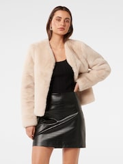 Forever New Cream Lana Faux Fur Coat - Image 1 of 5
