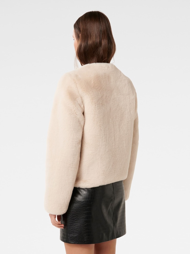 Forever New Cream Lana Faux Fur Coat - Image 2 of 5