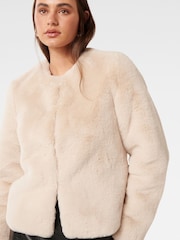 Forever New Cream Lana Faux Fur Coat - Image 3 of 5