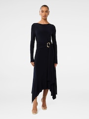 Forever New Blue Petite Roxanna Hanky Hem Belted Dress - Image 1 of 4
