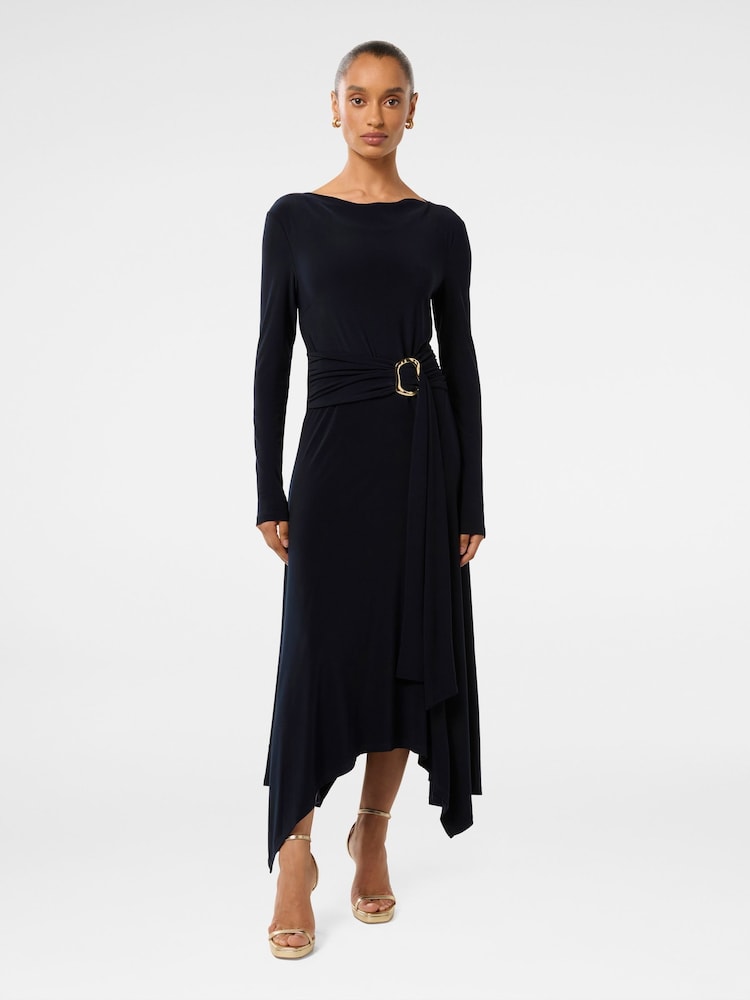 Forever New Blue Petite Roxanna Hanky Hem Belted Dress - Image 1 of 4