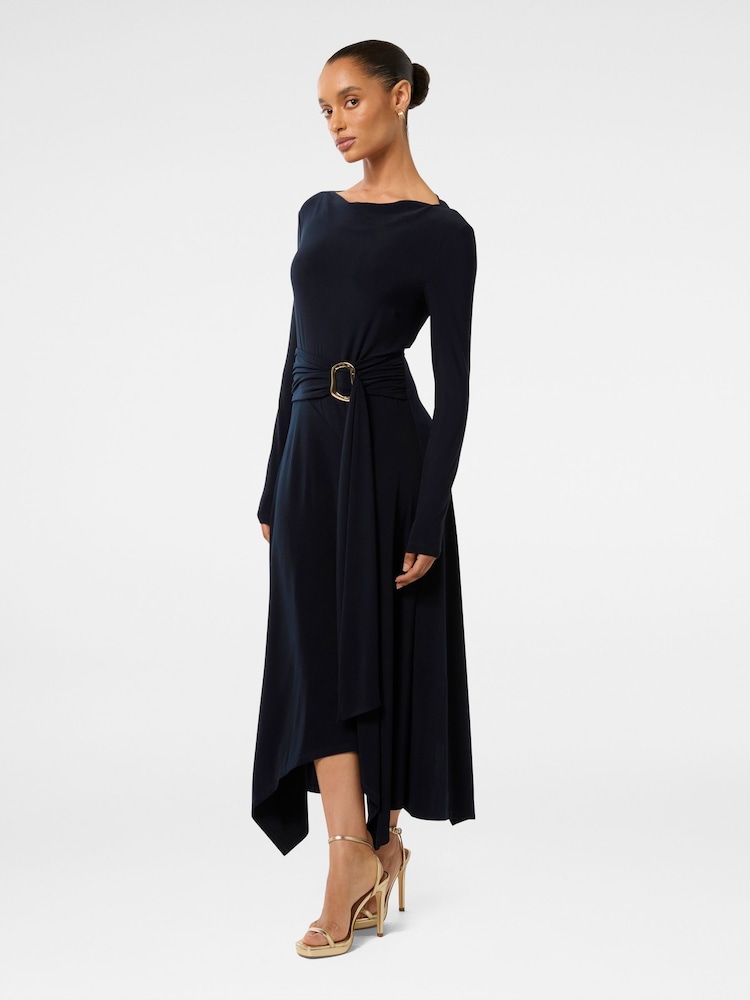 Forever New Blue Petite Roxanna Hanky Hem Belted Dress - Image 4 of 4