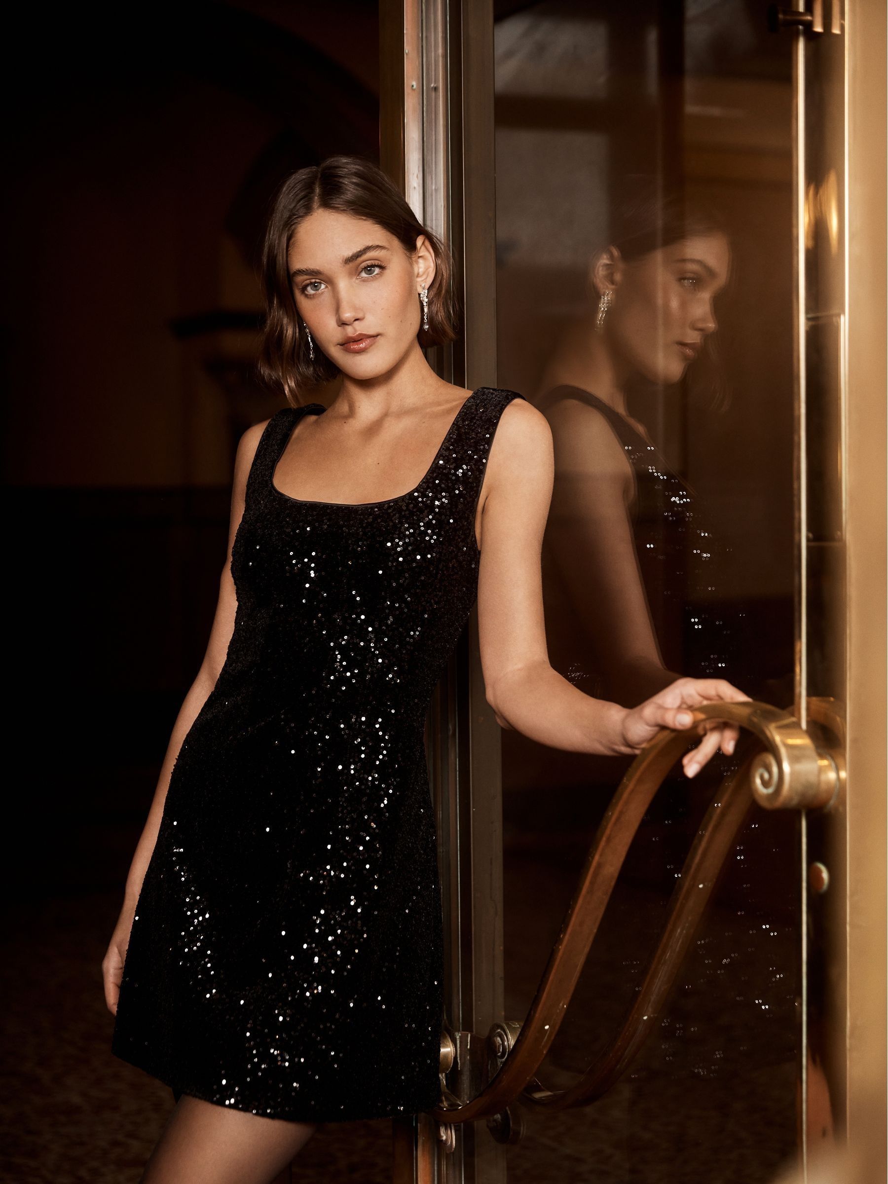 Buy Forever New Black Katie Sequin Mini Dress from Next Luxembourg
