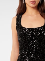 Forever New Black Katie Sequin Mini Dress - Image 7 of 9