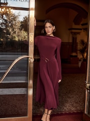 Forever New Purple Roxanna Hanky Hem Belted Dress - Image 1 of 8