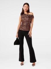 Forever New Brown Kaylene Sequin One Shoulder Top - Image 7 of 8