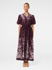 Forever New Purple Petite Adele Printed Midi Dress with a Touch of Linen Dress - Image 1 of 4
