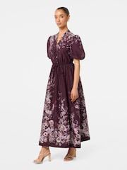 Forever New Purple Petite Adele Printed Midi Dress with a Touch of Linen Dress - Image 4 of 4