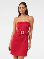 Forever New Red Sanji Satin Strapless Mini Dress - Image 1 of 5