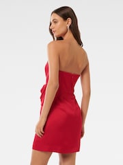 Forever New Red Sanji Satin Strapless Mini Dress - Image 2 of 5