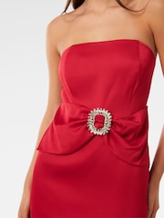 Forever New Red Sanji Satin Strapless Mini Dress - Image 3 of 5