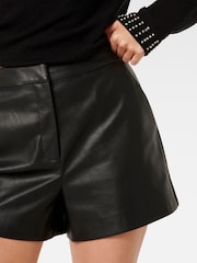 Forever New Black Lonnie Vegan Leather Shorts - Image 3 of 5