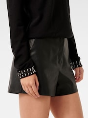 Forever New Black Lonnie Vegan Leather Shorts - Image 4 of 5