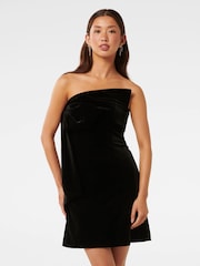 Forever New Black Maia Velvet Bow Mini Dress - Image 1 of 5