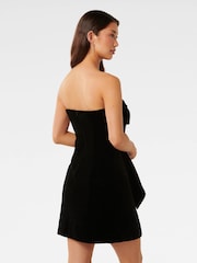 Forever New Black Maia Velvet Bow Mini Dress - Image 2 of 5