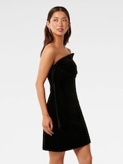 Forever New Black Maia Velvet Bow Mini Dress - Image 4 of 5