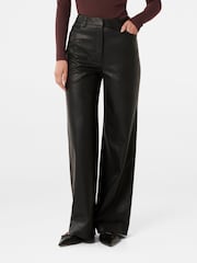 Forever New Black Benni Vegan Leather Wide Leg Pants - Image 1 of 5