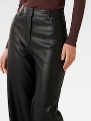 Forever New Black Benni Vegan Leather Wide Leg Pants - Image 3 of 5