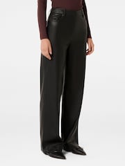 Forever New Black Benni Vegan Leather Wide Leg Pants - Image 4 of 5