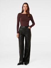 Forever New Black Benni Vegan Leather Wide Leg Pants - Image 5 of 5