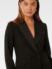 Forever New Black Elliott Tuxedo Double Breasted Blazer - Image 4 of 6