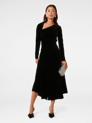 Forever New Black Sawyer Asymmetrical Velvet Dress - Image 5 of 5