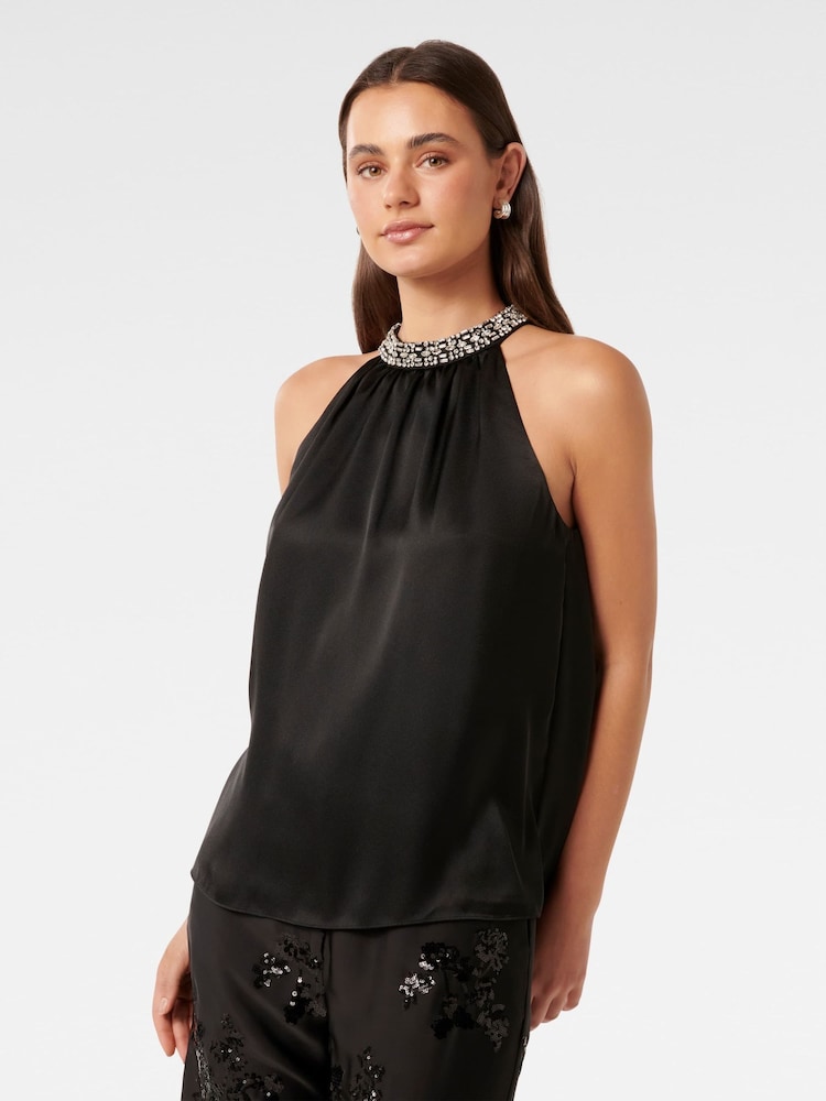 Forever New Emily Embellished Decolteu vârf halter Top - Image 4 of 5