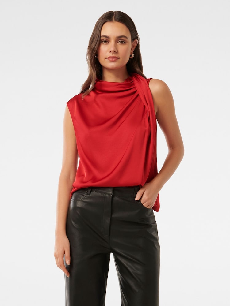 Forever New Red Issa High Neck Top - Image 1 of 5