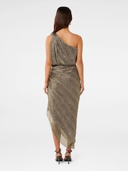 Forever New Gold Cassidy One Shoulder Plisse Midi Dress - Image 2 of 4