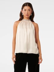 Forever New White Emily Embellished Halter Neck Top - Image 1 of 5