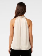 Forever New White Emily Embellished Halter Neck Top - Image 2 of 5