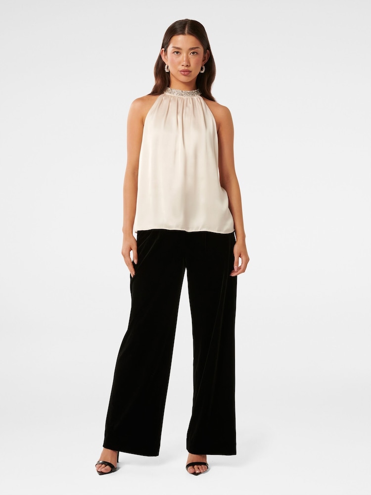 Forever New White Emily Embellished Halter Neck Top - Image 5 of 5
