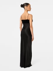 Forever New Black Carmen Petite Velvet Satin Dress - Image 2 of 4