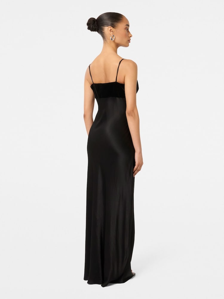Forever New Black Carmen Petite Velvet Satin Dress - Image 2 of 4
