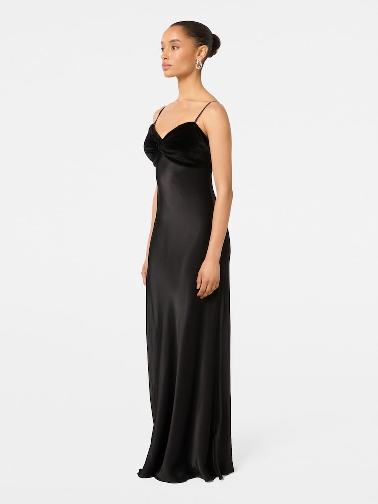 Forever New Black Carmen Petite Velvet Satin Dress - Image 4 of 4