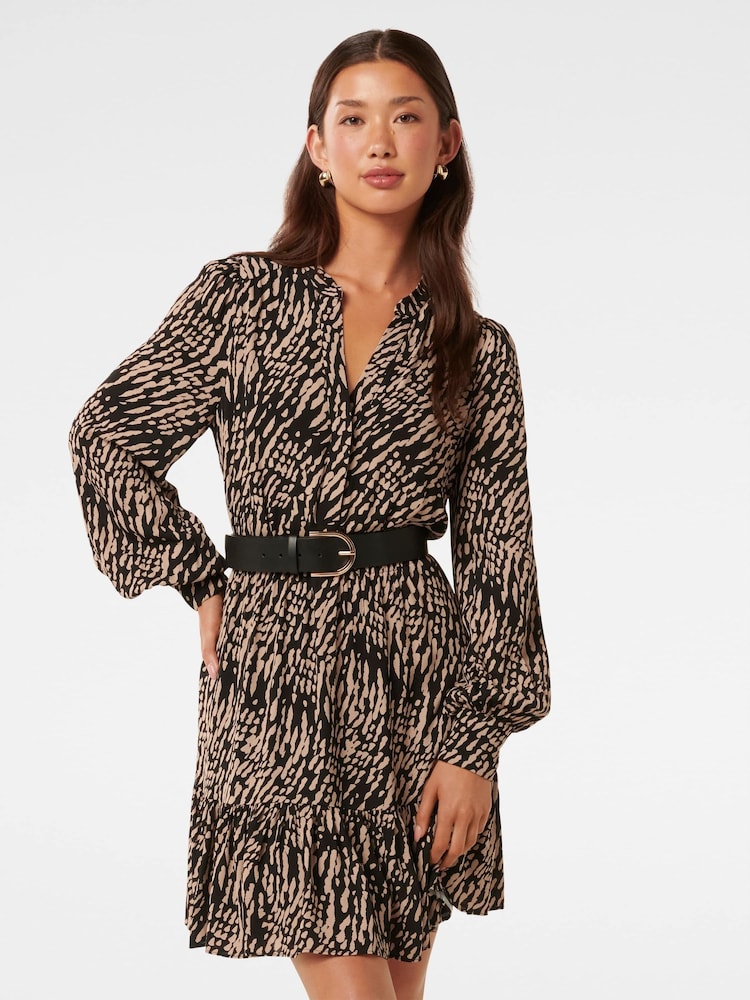 Forever New Black Hollie Blouson Sleeves Mini Dress - Image 1 of 5