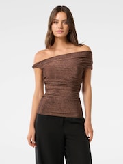 Forever New Brown Mia Twist Shoulder Top - Image 1 of 5