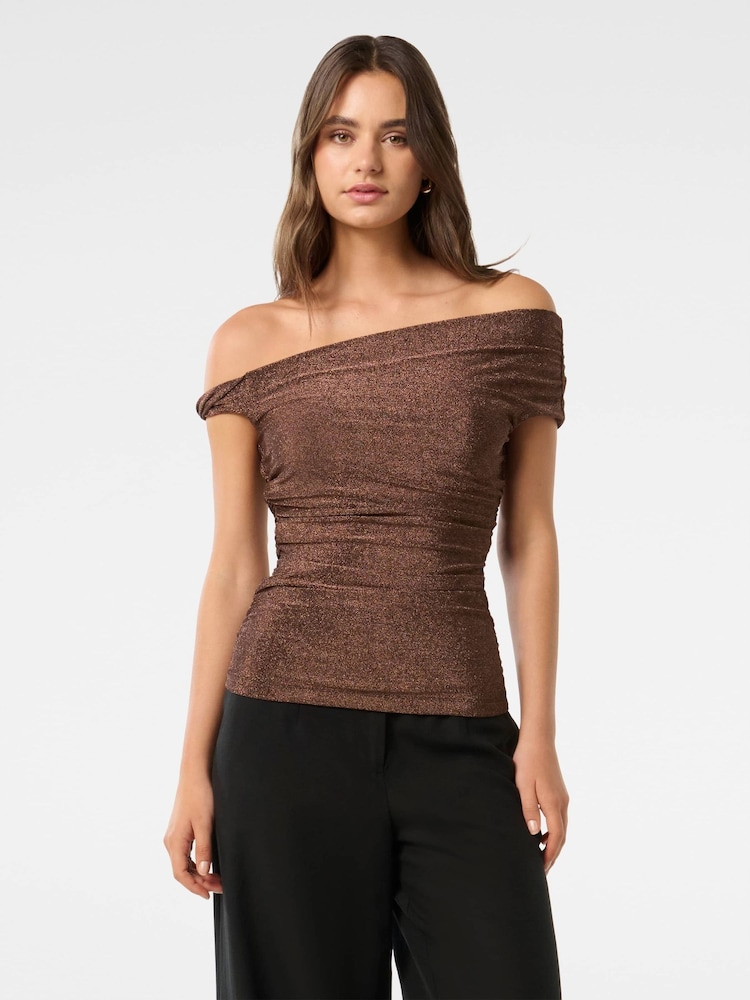 Forever New Brown Mia Twist Shoulder Top - Image 1 of 5