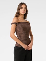 Forever New Brown Mia Twist Shoulder Top - Image 4 of 5