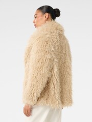 Forever New Cream Jennifer Faux Fur Coat - Image 4 of 5