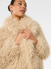 Forever New Cream Jennifer Faux Fur Coat - Image 5 of 5