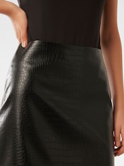 Forever New Black Ivanna Vegan Crocodile Leather Mini Skirt - Image 7 of 7