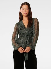 Forever New Green Cassidy Printed Plisse Top - Image 1 of 5