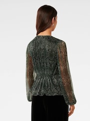 Forever New Green Cassidy Printed Plisse Top - Image 2 of 5
