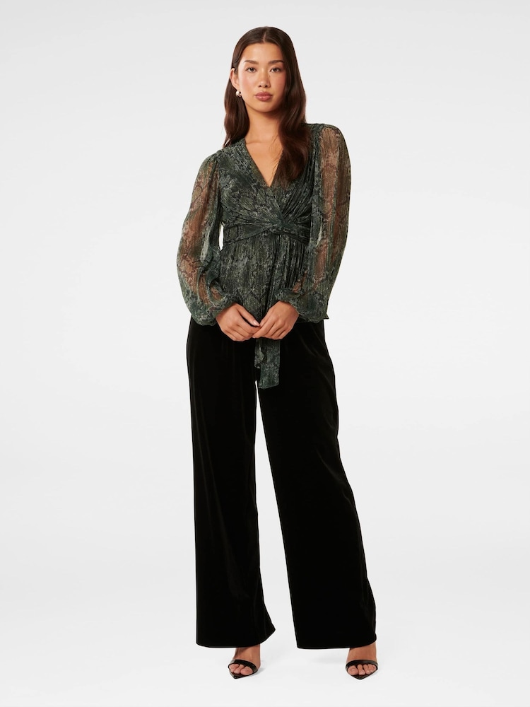 Forever New Green Cassidy Printed Plisse Top - Image 5 of 5