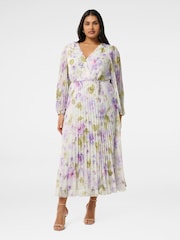 Forever New White Phillipa Curve Pleated Midi Dress - Image 1 of 4