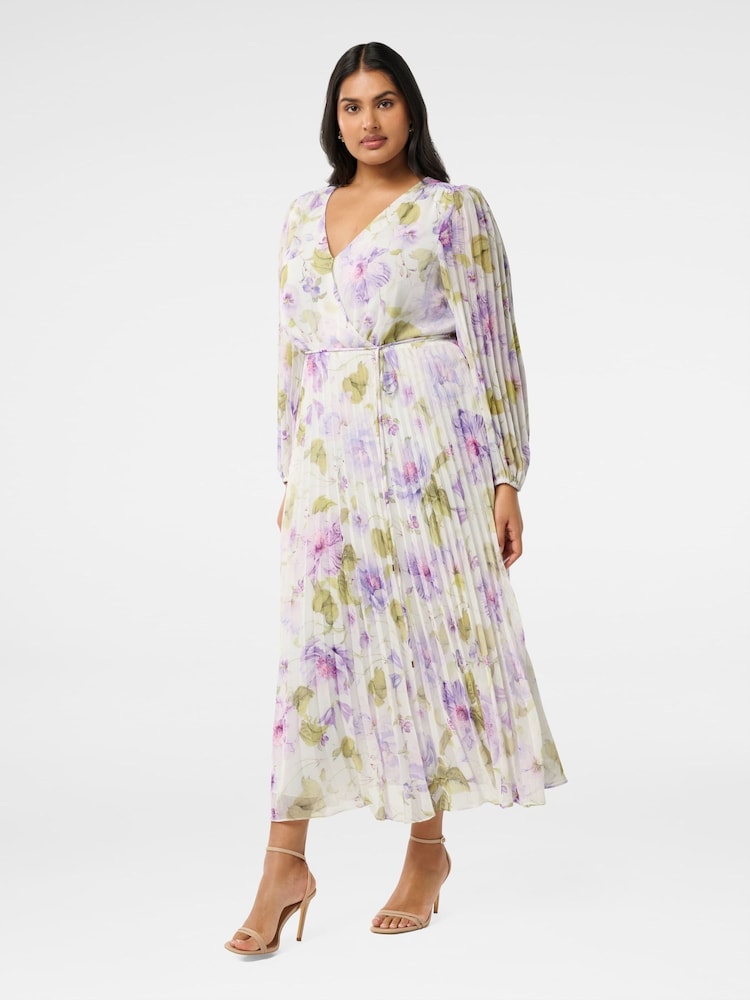 Forever New White Phillipa Curve Pleated Midi Dress - Image 4 of 4