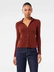 Forever New Red Terri Crepe Shirt - Image 1 of 5