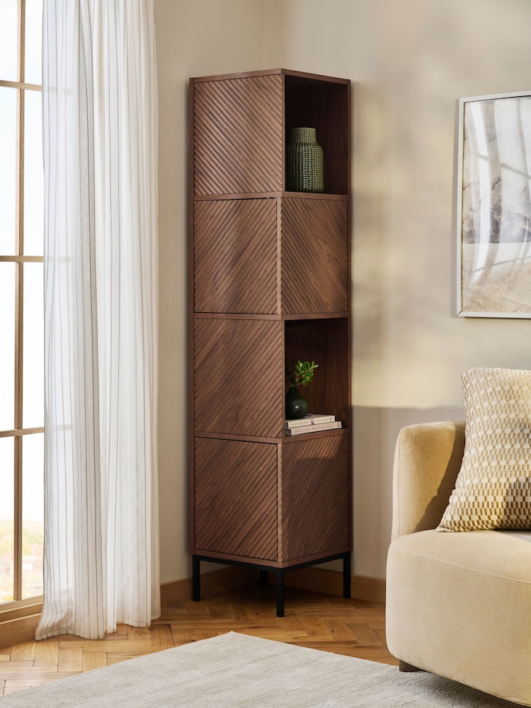 Dark Marlow Oak Effect Corner Bookcase - Image 1 of 7