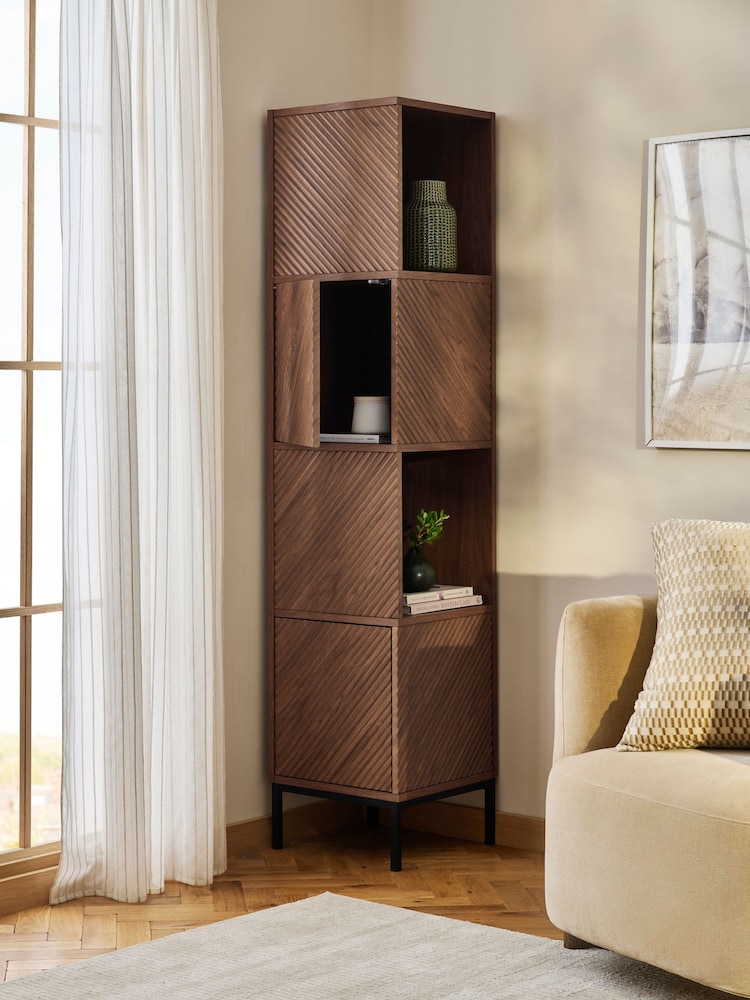 Dark Marlow Oak Effect Corner Bookcase - Image 2 of 7